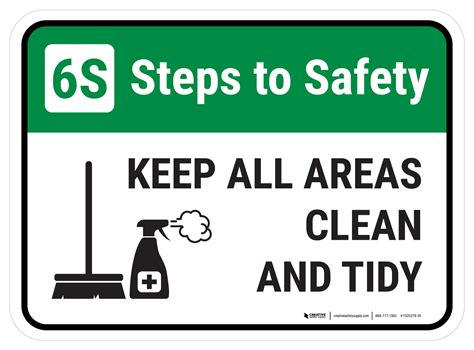 6s Steps To Safety Keep All Areas Clean And Tidy With Icon Rectangle