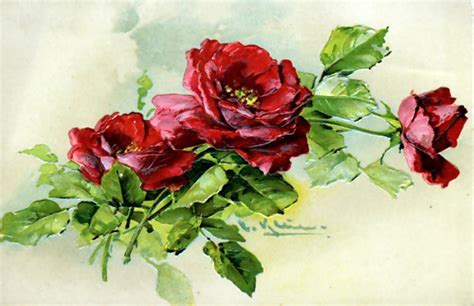 Joy Design Studio Vintage Art Red Roses Prints Postcard Розы