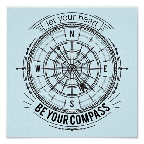 Let Your Heart Be Your Compass Poster Vintage Compass