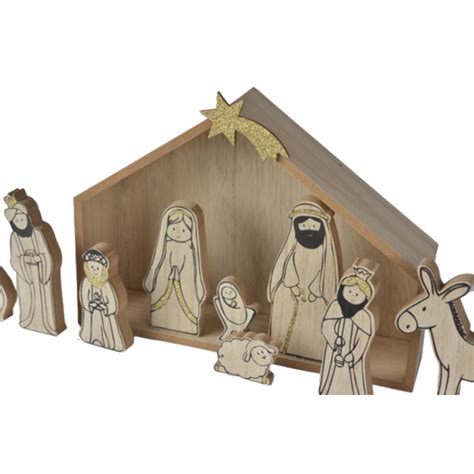 Ganz Wood Grain Nativity Set 12 Piece Set British Isles