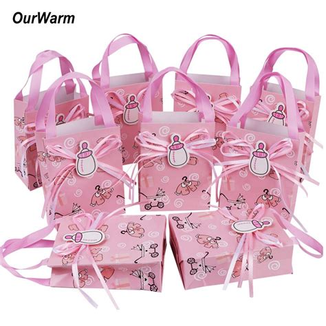 Ourwarm 12pcs Kraft Paper T Bags With Handles Baby Shower Favors