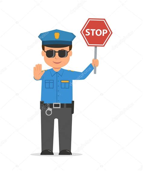 Traffic Policeman Holding A Stop Sign — Stock Vector © Aurora72 153442704