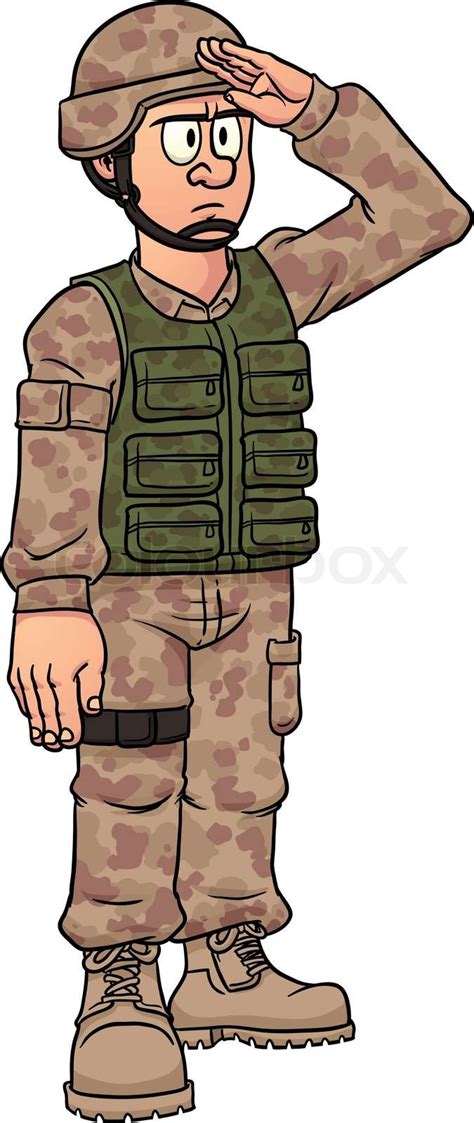 Cartoon Soldier Saluting Stock Vector Colourbox