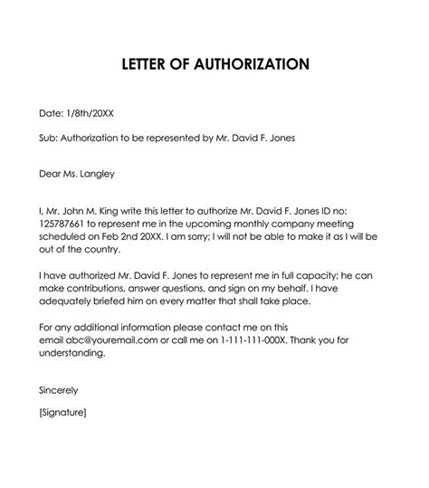 Letter Of Authorization To Represent How To Write Samples