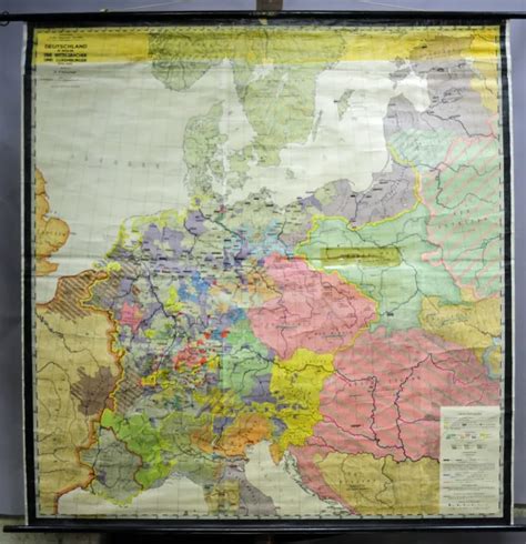 Vintage Mural German Map History From 1273 1437 Rollable Wall Chart