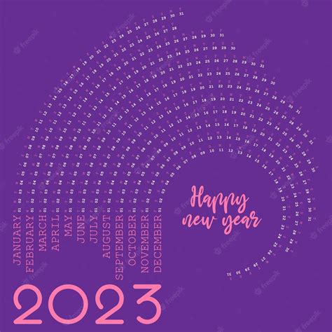 Premium Vector 2023 Calendar Happy New Year Card Purple Background