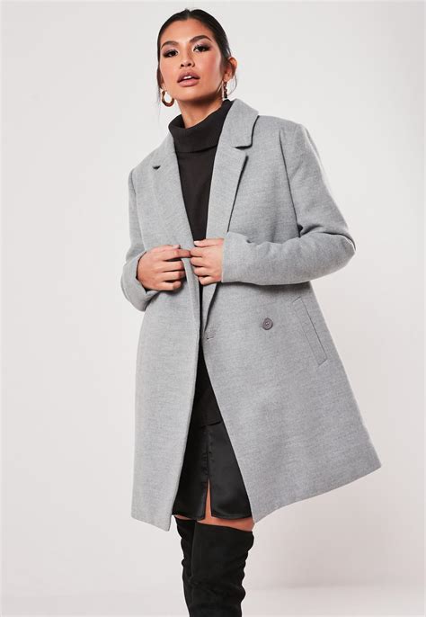 Grey Extreme Wrap Single Breasted Coat Missguided