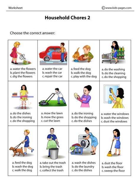 Chores Worksheet For Kids