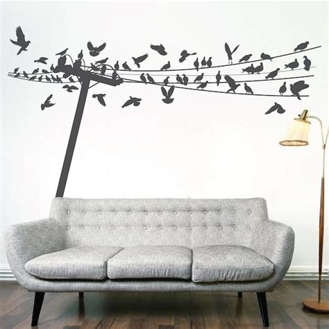 Modern wall decals are frequently used in the living room as well as in the office. Birds On Wire Wall Decal -Trendy Wall Designs