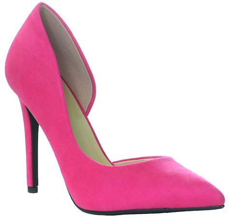 Hot Pink Pointy Toe Half Dorsay Slip On High Heel Pumps Womens 7 Pink