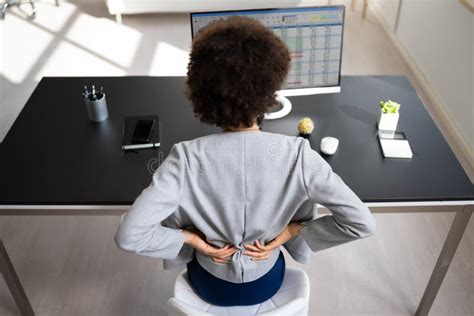 Back Pain Bad Posture Woman Sitting Stock Image Image Of Sitting