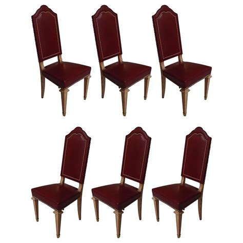 Cleverly constructed to fit any home's decor from industrial and coastal, to glam and boho chic. Six Dining Room Chairs Dark Red Leather Cerused Oak For ...