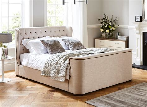 brussels natural fabric bed frame 6 0 super king cream bed sava