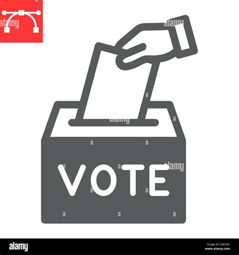 voto a mano icono de glifo de urna elección y voto signo de casilla de votación gráficos