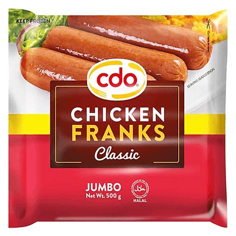 Cdo Chicken Franks Classic Jumbo 500g Deli And Hotdogs Walter Mart