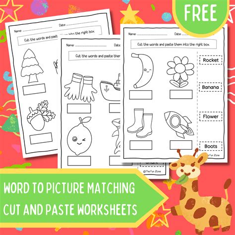 Word To Picture Matching Cut And Paste Worksheets Made By Teachers