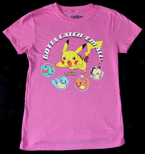 new pokemon girls pink t shirt gotta catch em all
