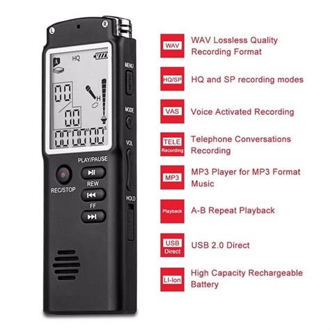 8g 16g Portable Professional Digital Voice Recorder Usb 20 Lcd Display