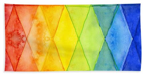 Watercolor Rainbow Pattern Geometric Shapes Triangles Beach Sheet By