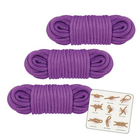 3 X Shibari 10m Soft Bondage Ropes Red Black Purple 100 Cotton