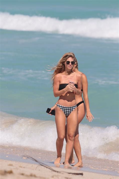 Ciara Lebamoff In A Black And White Bikini In Miami Beach