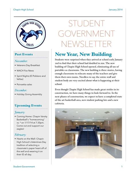 Student Government Newsletter 2014 Chapin Student Press Network