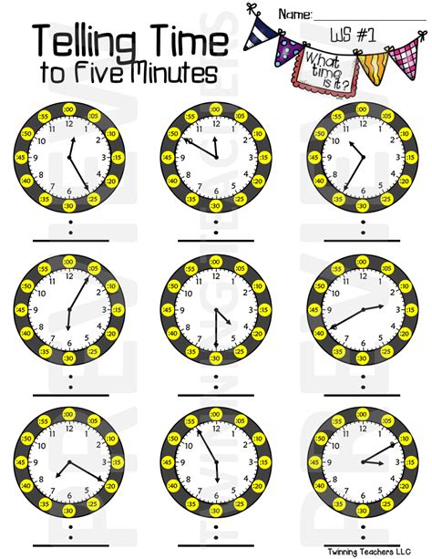 Telling Time To The Five Minutes By Twinning Teachers Telling Time