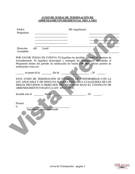 Alaska Aviso De 30 Días Para Rescindir El Contrato De Arrendamiento De