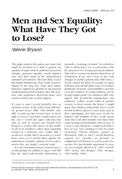 pdf men and sex equality what have they got to lose valerie bryson