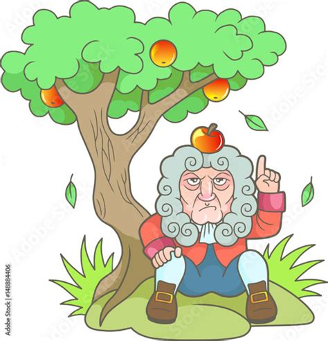 Cartoon Newton Sits Under The Apple Tree Buy This Stock Vector And