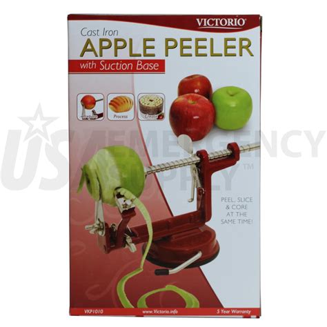 Apple Peeler Red With Cast Iron Suction Base Usa Emergency Supply