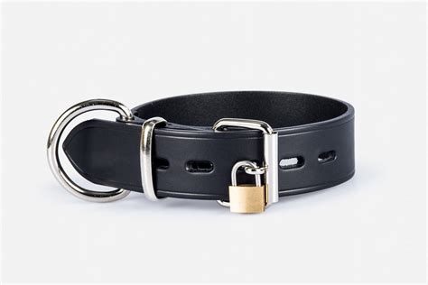 38mm Lockable Bondage Collar With D~ring Collars Bondage Leather
