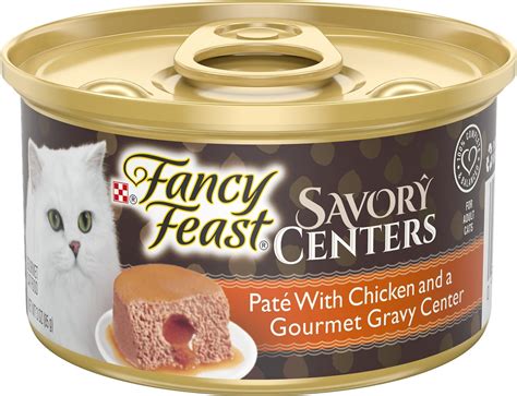 If your cats scarf and barf this food puzzle is for you! FANCY FEAST Savory Centers Chicken Canned Cat Food, 3-oz ...