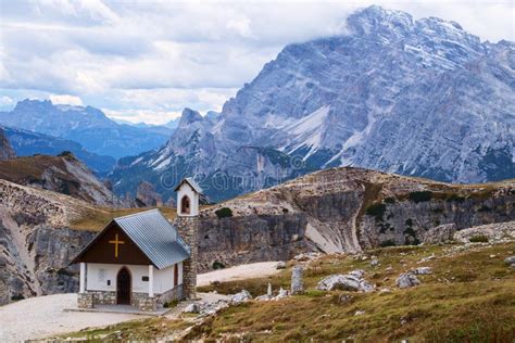 Mountain Chapel Near Tre Cime Di Lavaredo In Dolomites Stock Image