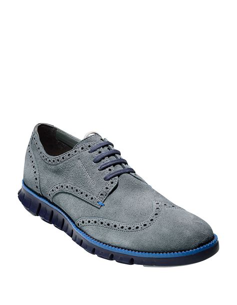 Lyst Cole Haan Zerogrand Suede Oxfords In Blue For Men