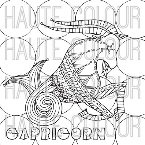 Capricorn Zodiac Single Coloring Page Digital Download Zodiac Capricorn