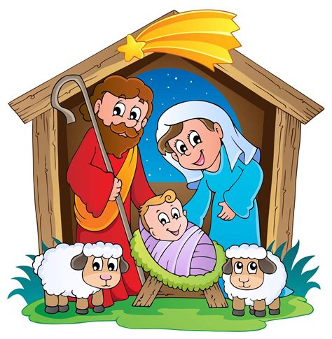 Ilustración De La Sagrada Familia Celebrando El Nacimiento Del Niño