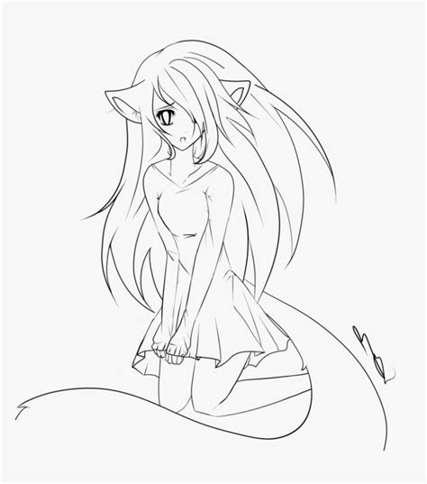 Wolf Girl Anime Coloring Page Anime Fox Girl Coloring Pages Hd Png