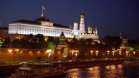 Russia Moscow Night View Of Kremlin Stock Footage Sbv 307419759