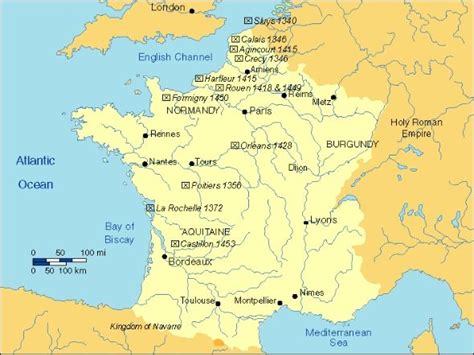 The Hundred Years War Overivew Map France To Go With The Reading
