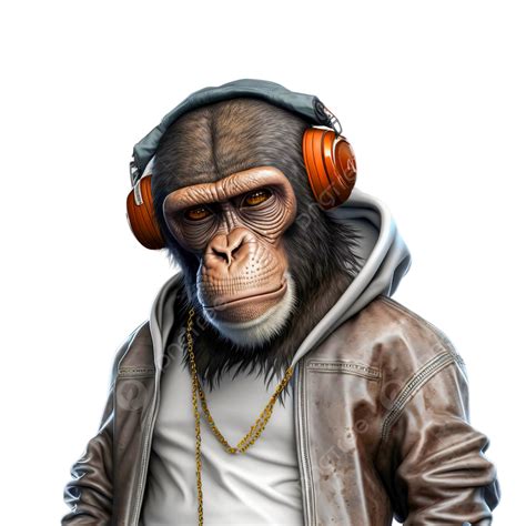 Cool Monkey In Fashion Style Listening Music Monkey Fashion Cartoon