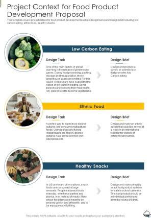 Project Context For Food Product Development Proposal One Pager Sample