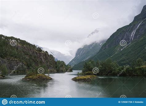 Lovatnet Lake In Lodal Valley Norway Stock Photo Image Of Hill