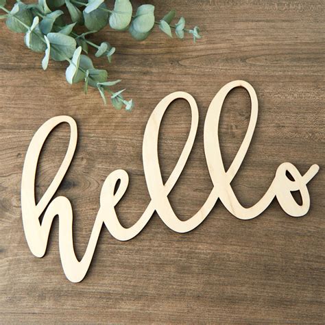 Unfinished Hello Wood Word Sign Wood Cutouts Wood Crafts Hobby