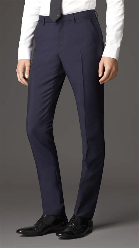 Burberry Slim Fit Wool Mohair Trousers In Blue For Men Navy Lyst