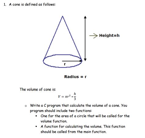 Solved A Cone Is Defined As Follows The Volume Of Cone Is
