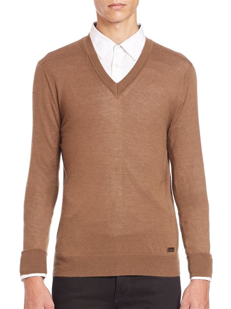 Burberry Regal V Neck Brown Cashmere Sweater In Brown For Men Lyst