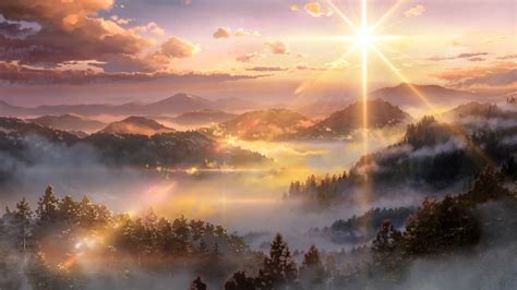 Foggy Mountain With Sunrise Hd Wallpaper Wallpaper Flare
