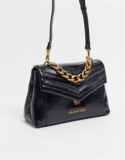 valentino by mario valentino grifone quilted cross body bag with chain handle in black asos