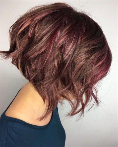 Pink Highlights On Short Brown Hair Ombrehairstraight Short Hair